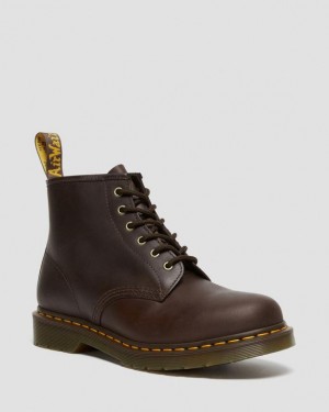 Dr. Martens 101 Crazy Horse Leather Ankle Boots Ciemny Brązowe | SN-DM84188