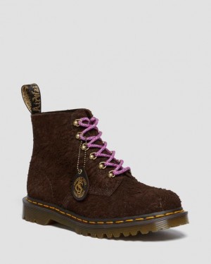 Dr. Martens 101 Made in England Hardware Suede Ankle Boots Ciemny Brązowe | SN-DM84190