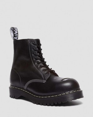 Dr. Martens 1460 Bex Exposed Steel Toe Lace Up Boots Czarne | SN-DM84173