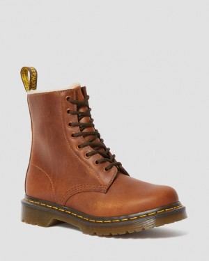 Dr. Martens 1460 Faux Fur Lined Lace Up Boots Brązowe | SN-DM84436