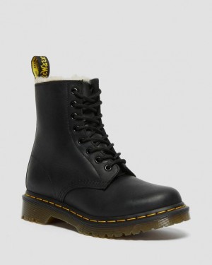 Dr. Martens 1460 Faux Fur Lined Lace Up Boots Czarne | SN-DM84158