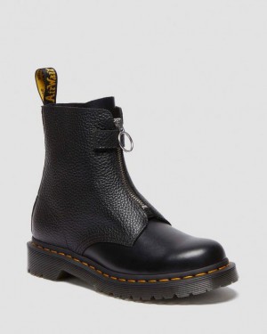 Dr. Martens 1460 Front Zip Leather Lace Up Boots Czarne | SN-DM84195