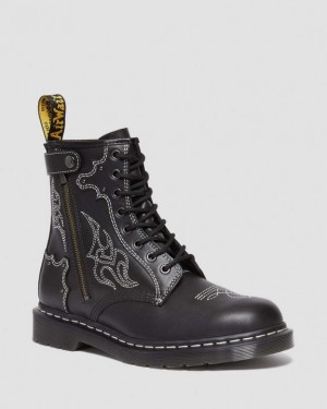 Dr. Martens 1460 Gothic Americana Leather Lace Up Boots Czarne | SN-DM84134