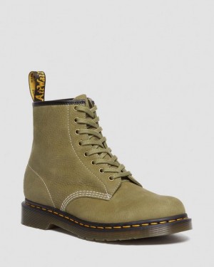 Dr. Martens 1460 Tumbled Nubuck Leather Lace Up Boots Oliwkowe | SN-DM84252