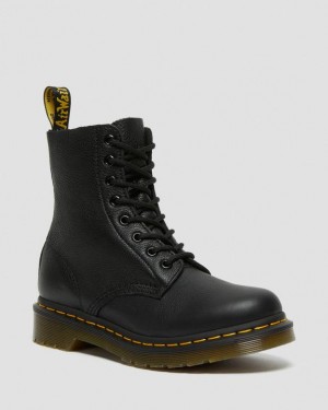 Dr. Martens 1460 Virginia Leather Boots Czarne | SN-DM84297