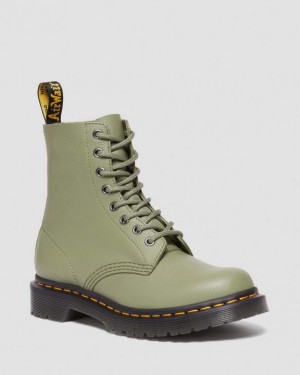 Dr. Martens 1460 Virginia Leather Boots Oliwkowe | SN-DM84291