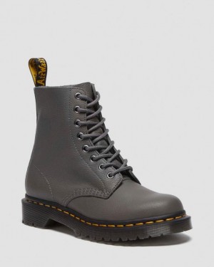 Dr. Martens 1460 Virginia Leather Boots Szare | SN-DM84220