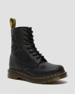 Dr. Martens 1460 Vonda Mono Floral Boots Czarne | SN-DM84271