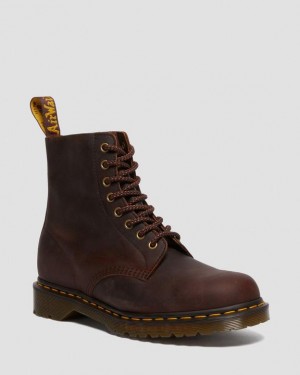 Dr. Martens 1460 Waxed Full Grain Leather Lace Up Boots Brązowe | SN-DM84310