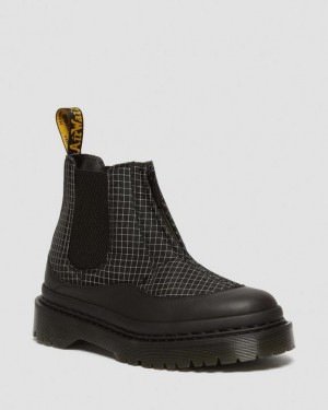 Dr. Martens 2976 Bex Ripstop Grid Chelsea Boots Black/Black/White | SN-DM84860