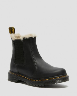 Dr. Martens 2976 Faux Fur Lined Chelsea Boots Czarne | SN-DM84233