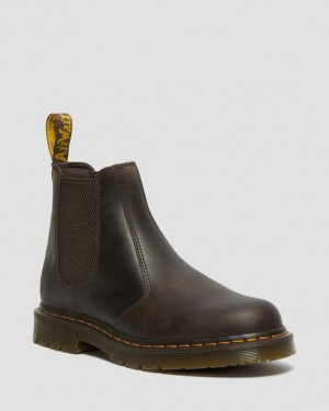 Dr. Martens 2976 Slip Resistant Leather Chelsea Boots Ciemny Brązowe | SN-DM84305