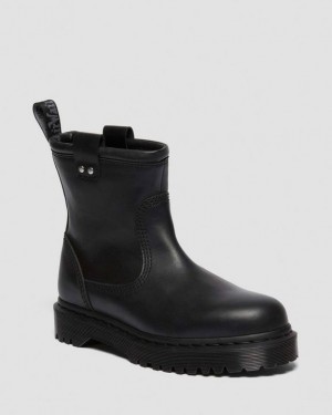 Dr. Martens Anistone Lo Leather Biker Boots Czarne | SN-DM84313