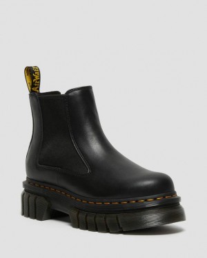 Dr. Martens Audrick Nappa Leather Platform Chelsea Boots Czarne | SN-DM84287