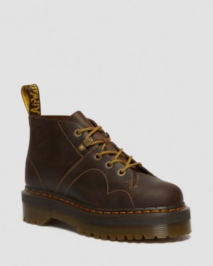 Dr. Martens Church Arc Crazy Horse Platform Monkey Boots Ciemny Brązowe | SN-DM84228