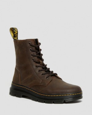 Dr. Martens Combs Crazy Horse Leather Casual Boots Brązowe | SN-DM84890