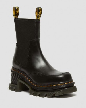 Dr. Martens Corran Chelsea Atlas Leather Heeled Boots Czarne | SN-DM84341