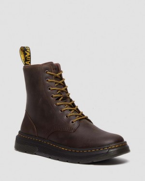 Dr. Martens Crewson Crazy Horse Leather Everyday Boots Ciemny Brązowe | SN-DM84828