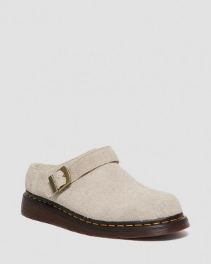 Dr. Martens Isham Faux Shearling Lined Suede Slingback Mules Szare Brązowe | SN-DM84426