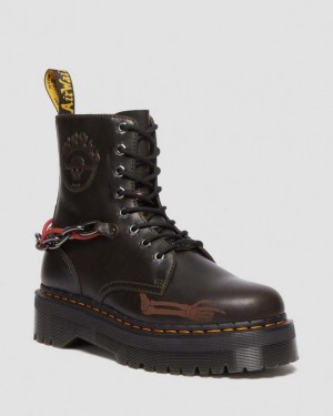 Dr. Martens Jadon Boot WB Mad Max Leather Platforms Ciemny Szare Brązowe | SN-DM84154