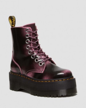 Dr. Martens Jadon Max Boot Distressed Leather Platforms Różowe | SN-DM84306