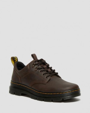 Dr. Martens Reeder Crazy Horse Leather Utility Shoes Ciemny Brązowe | SN-DM84964