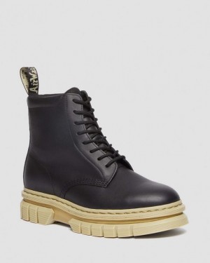 Dr. Martens Rikard Contrast Sole Platform Lace Up Boots Czarne | SN-DM84818