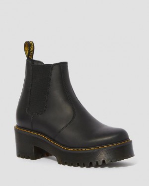 Dr. Martens Rometty Wyoming Leather Platform Chelsea Boots Czarne | SN-DM84352