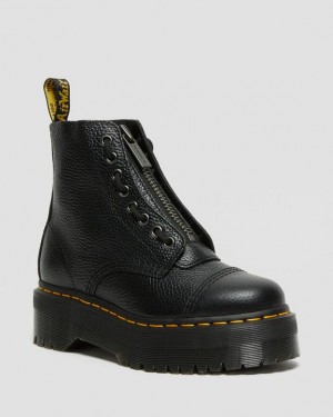 Dr. Martens Sinclair Milled Nappa Leather Platform Boots Czarne | SN-DM84300