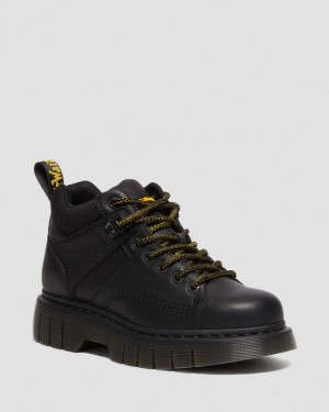 Dr. Martens Woodard Grizzly Leather Low Casual Boots Czarne | SN-DM84842