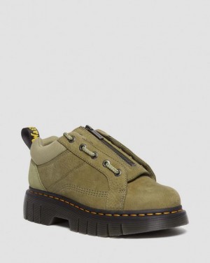 Dr. Martens Woodard Tumbled Nubuck Leather Low Casual Boots Oliwkowe | SN-DM84955