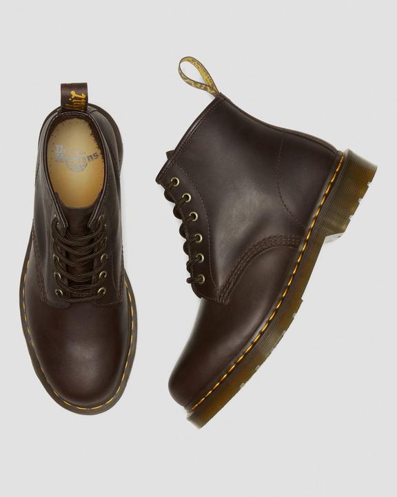 Dr. Martens 101 Crazy Horse Leather Ankle Boots Ciemny Brązowe | SN-DM84854