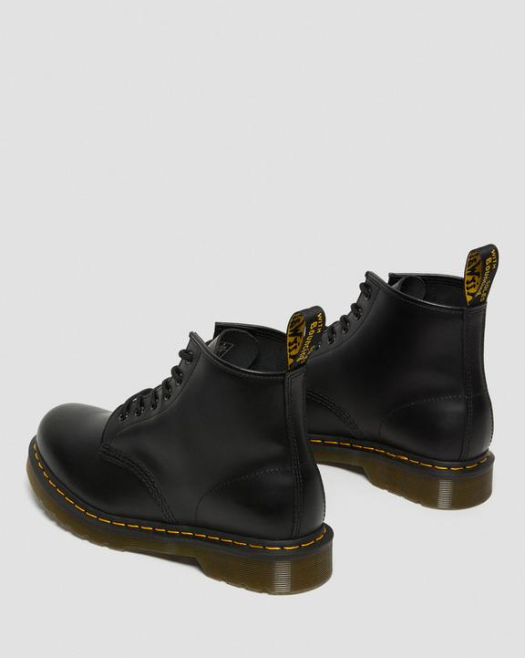 Dr. Martens 101 Yellow Stitch Smooth Leather Ankle Boots Czarne | SN-DM84163