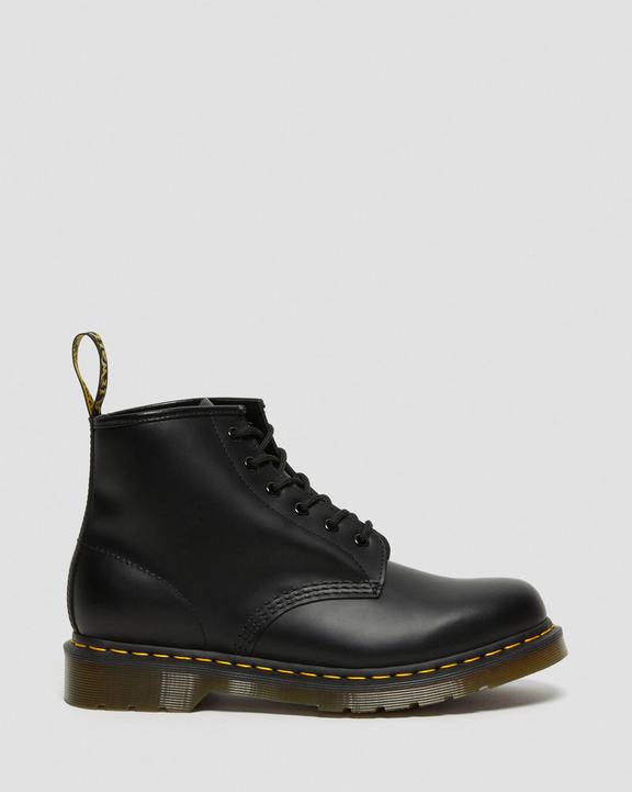 Dr. Martens 101 Yellow Stitch Smooth Leather Ankle Boots Czarne | SN-DM84163