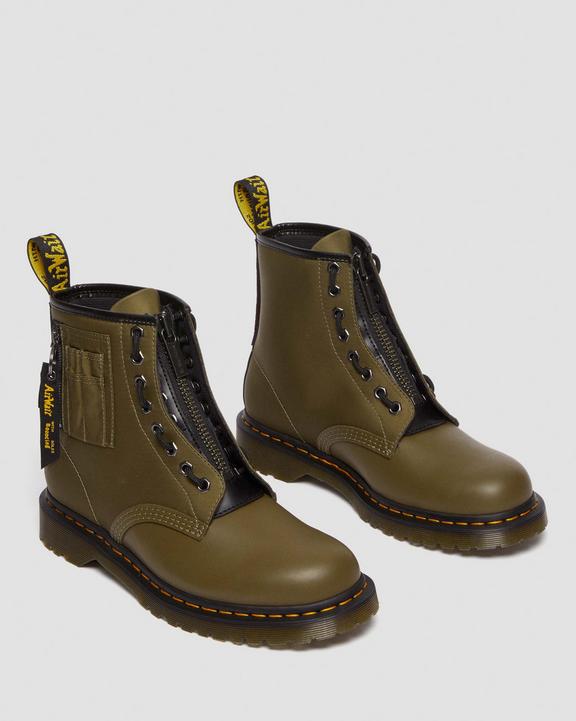 Dr. Martens 1460 Ben Alpha Industries Nylon & Leather Lace Up Boots Olive/Black | SN-DM84129