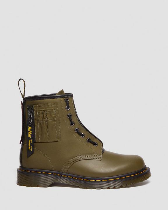 Dr. Martens 1460 Ben Alpha Industries Nylon & Leather Lace Up Boots Olive/Black | SN-DM84129