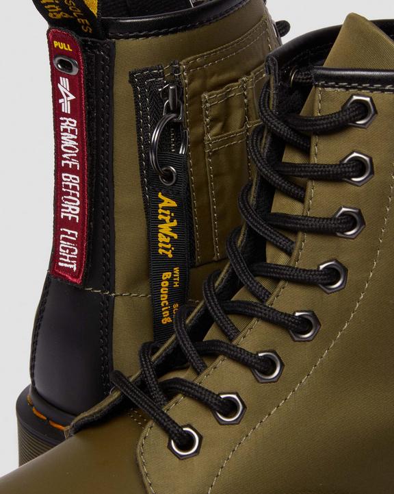 Dr. Martens 1460 Ben Alpha Industries Nylon & Leather Lace Up Boots Olive/Black | SN-DM84129