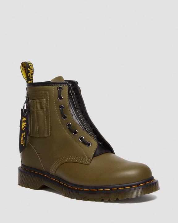 Dr. Martens 1460 Ben Alpha Industries Nylon & Leather Lace Up Boots Olive/Black | SN-DM84801