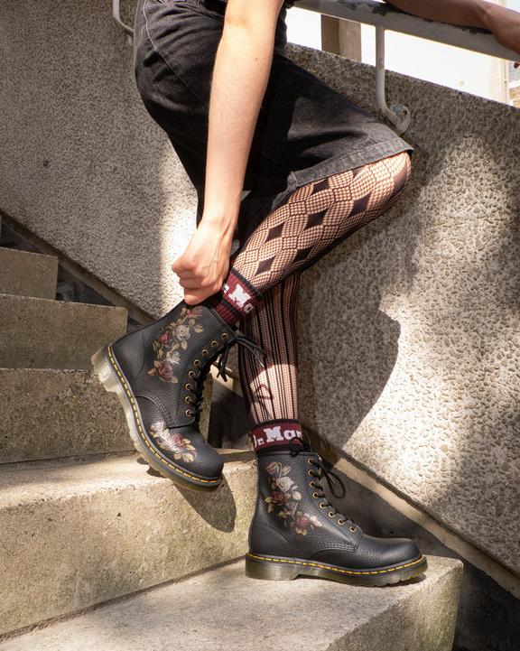 Dr. Martens 1460 Decayed Roses Lace Up Boots Czarne | SN-DM84311