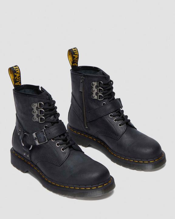 Dr. Martens 1460 Hardware Antique Leather Lace Up Boots Czarne | SN-DM84288