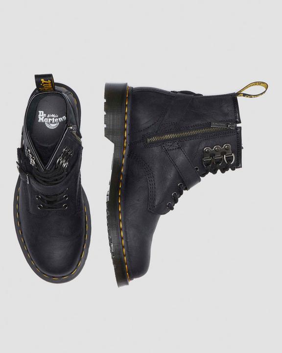 Dr. Martens 1460 Hardware Antique Leather Lace Up Boots Czarne | SN-DM84288