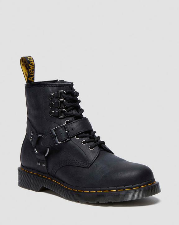 Dr. Martens 1460 Hardware Antique Leather Lace Up Boots Czarne | SN-DM84288