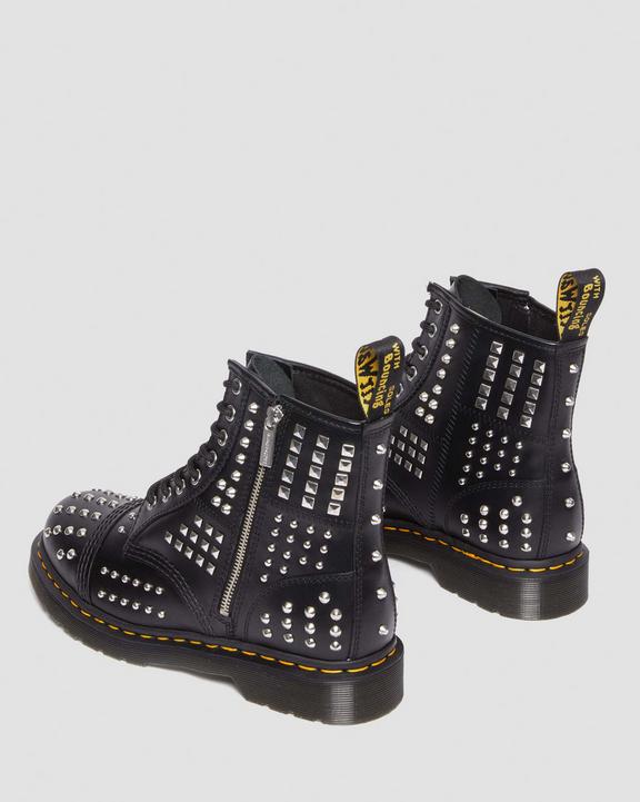 Dr. Martens 1460 Studded Zip Atlas Leather Lace Up Boots Czarne | SN-DM84857