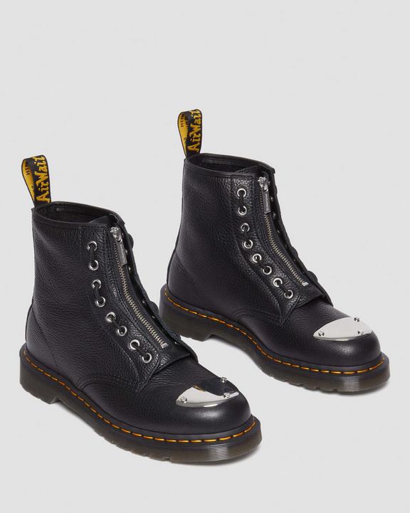 Dr. Martens 1460 Toe Plate Lunar Leather Jungle Zip Boots Czarne | SN-DM84290