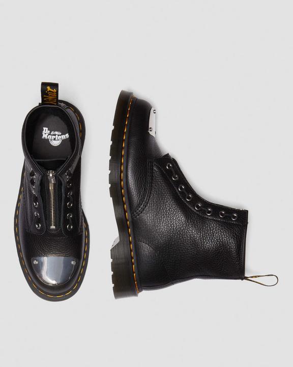 Dr. Martens 1460 Toe Plate Lunar Leather Jungle Zip Boots Czarne | SN-DM84290