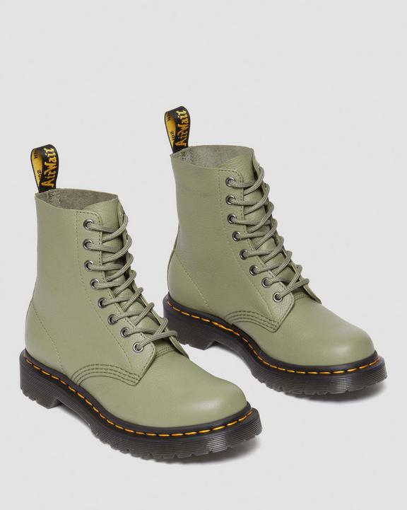 Dr. Martens 1460 Virginia Leather Boots Oliwkowe | SN-DM84291