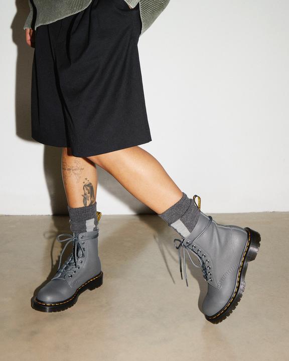 Dr. Martens 1460 Virginia Leather Boots Szare | SN-DM84220