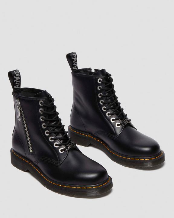 Dr. Martens 1460 Zip Smooth Leather Lace Up Boots Czarne | SN-DM84264