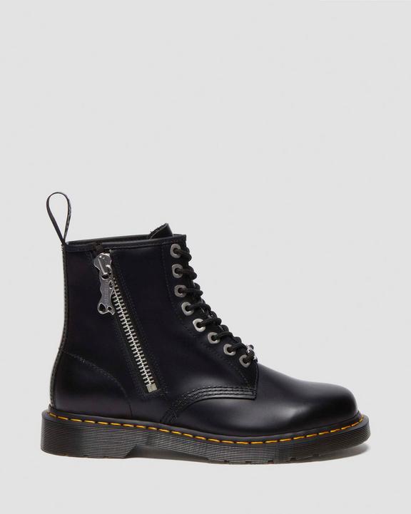 Dr. Martens 1460 Zip Smooth Leather Lace Up Boots Czarne | SN-DM84264