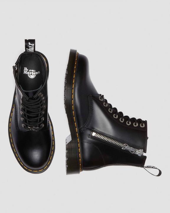 Dr. Martens 1460 Zip Smooth Leather Lace Up Boots Czarne | SN-DM84264